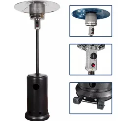 Stufa a gas da esterno termopatio a fungo C LINE MUSHROOM nera potenza 13Kw