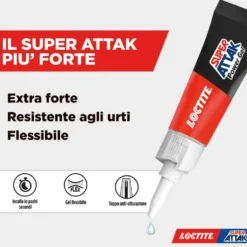 SUPER ATTAK Power gel gr.3 adesivo istantaneo universale flessibile per tutti i materiali