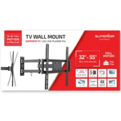 Supporto tv a parete universale snodato a 3 snodi per tv led lcd curved da 32