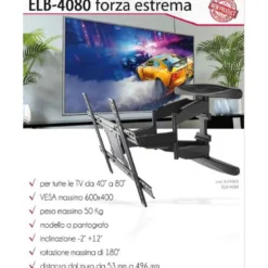 Supporto universale snodato a pantografo per tv led di ultima generazione da 40" a 80" ELB4080