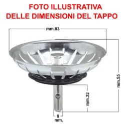 Tappo a cestello ottonato grigliato mm.83 per piletta lavello cucina ottone anticato