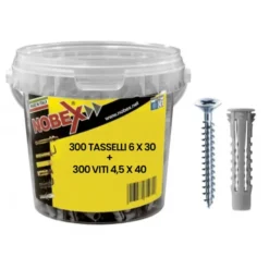 Tasselli universali in nylon NC 6 x 30 con viti secchiello 300 pz. NOBEX 174066