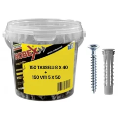 Tasselli universali in nylon NC 8 x 40 con viti secchiello 150 pz. NOBEX 174088