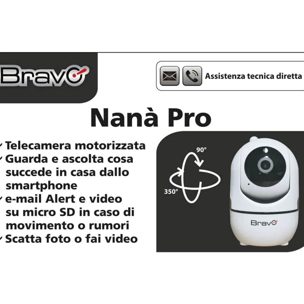 Telecamera wifi motorizzata da interno BRANO NANA' PRO Full HD 1080p