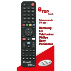 Telecomando per tv pronto all' uso BRAVO 6 TOP BRANDS per samsung lg sony telefunken philips panasonic