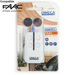 Telecomando radiocomando OMEGA compatibile FAAC XT2 433 Mhz SLH LR 2 tasti bianco