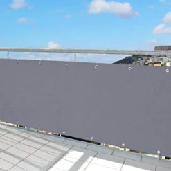 Telo frangivista copertura frangivento in pvc per ringhiere balconi cm.90 x 6 mt. grigio chiaro