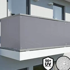 Telo frangivista copertura frangivento in pvc per ringhiere balconi cm.90 x 6 mt. grigio chiaro