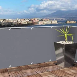 Telo frangivista copertura frangivento in pvc per ringhiere balconi cm.90 x 6 mt. grigio chiaro