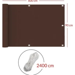 Telo frangivista copertura frangivento in pvc per ringhiere balconi cm.90 x 6 mt. marrone