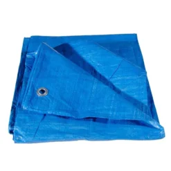 Telo occhiellato impermeabile in polietilene mt.6 x 8 blu 85 gr/mq