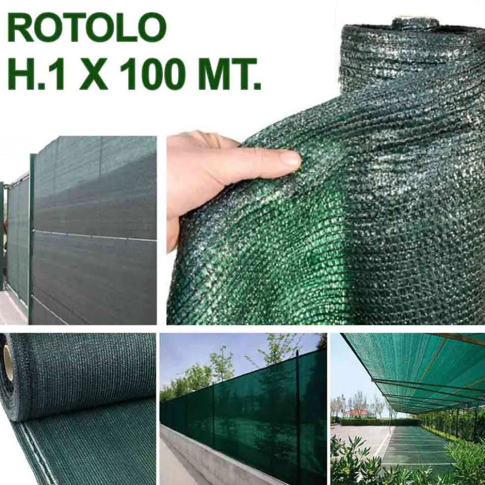 Telo ombreggiante frangivista verde ombreggiante al 90% rotolo h.1 x 100 metri