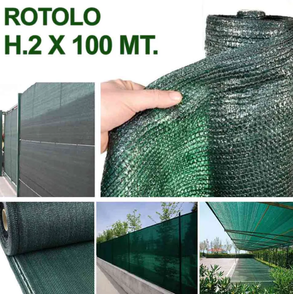 Telo ombreggiante frangivista verde ombreggiante al 90% rotolo h.2 x 100 metri