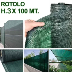 Telo ombreggiante frangivista verde ombreggiante al 90% rotolo h.3 x 100 metri