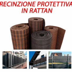 Telo ombreggiante in pvc rattan recinzione frangivista h.90 cm. vari colori
