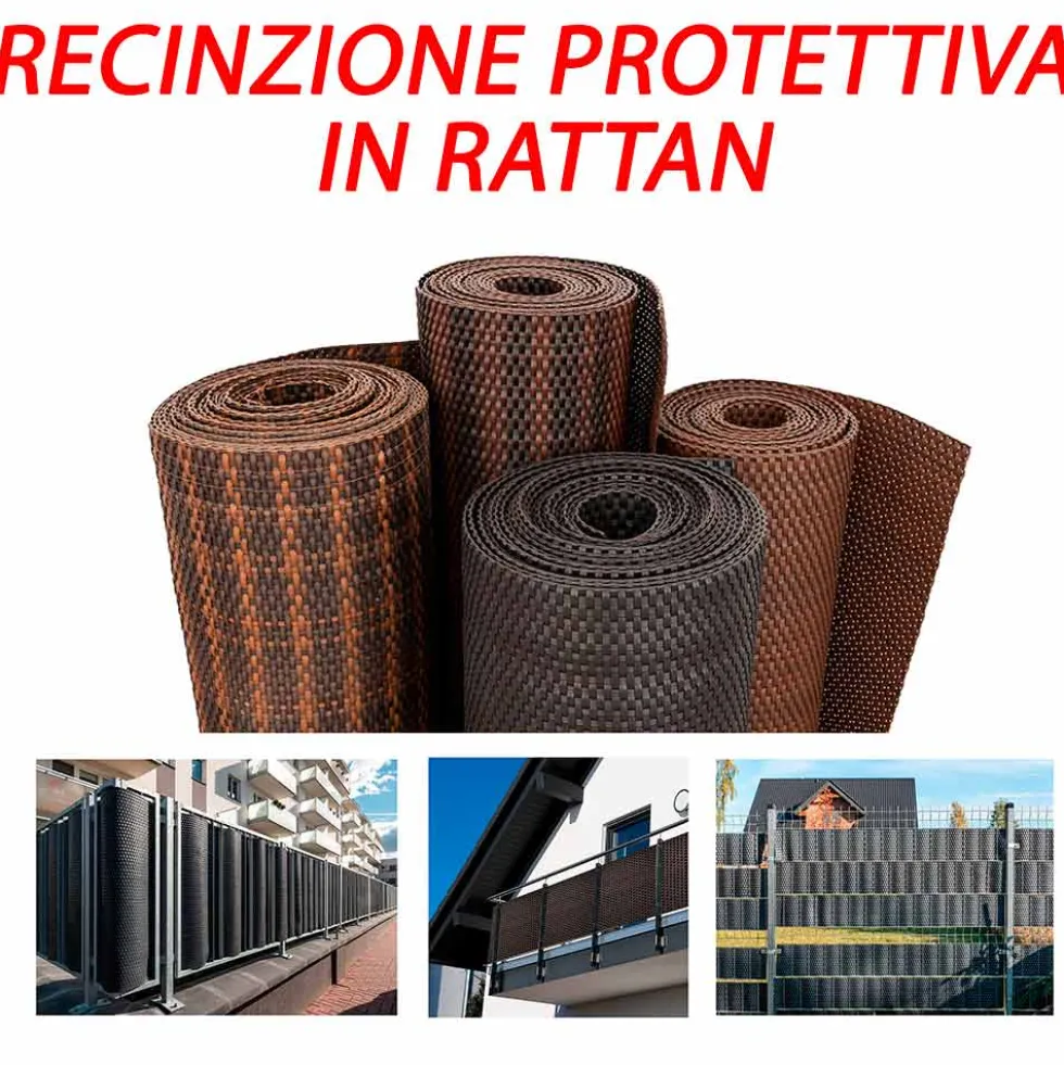 Telo ombreggiante in pvc rattan recinzione frangivista h.90 cm. vari colori
