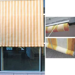 Tenda da sole avvolgibile con rullo "SOLARIS" beige chiaro/scuro cm.240 x 300
