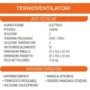 Termoventilatore caldobagno elettrico d' arredo 2000W verde VINCO 70341