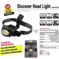 Torcia frontale a led da testa 120 lumen CFG DISCOVER HEAD LIGHT batterie duracell incluse