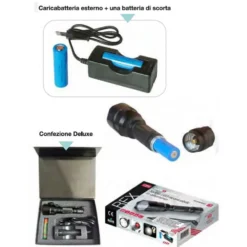 Torcia led ricaricabile professionale in alluminio ad altissima luminosità CFG REX 900 lumen