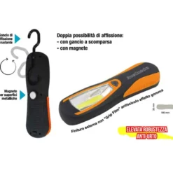 Torcia portatile a led magnetica da officina CFG CALAMITO LARGE con rivestimento antiurto e pile duracell incluse