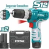 Trapano avvitatore a batteria 12V 1,5Ah con percussione 2 batterie litio TOTTDLI1232E