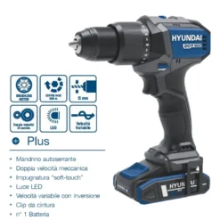 Trapano avvitatore a batteria 20V 2.0Ah brushless con percussione HYUNDAI 25855