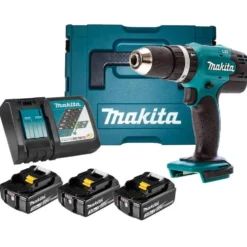 Trapano avvitatore a batteria con percussione MAKITA DHP453RF3J 18V 3Ah - 3 batterie con valigetta MAKPAC