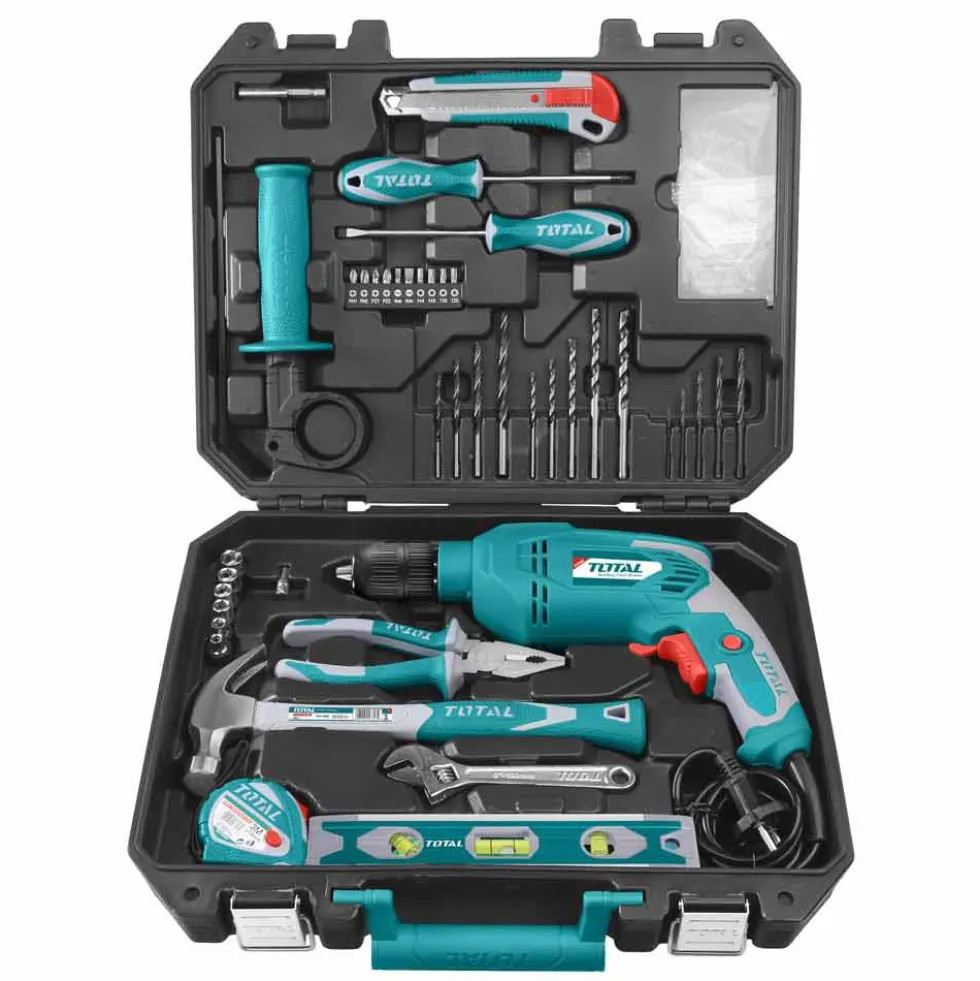 Trapano elettrico a percussione 650W con 101 accessori e valigetta TOTTHKTHP1012-3
