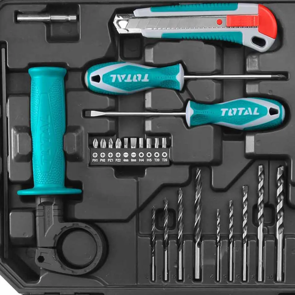 Trapano elettrico a percussione 650W con 101 accessori e valigetta TOTTHKTHP1012-3