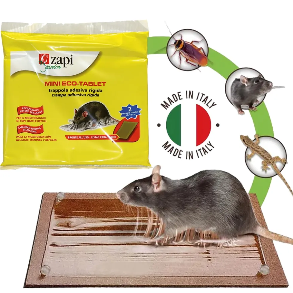 Trappola adesiva per ratti e topi ZAPI tavolette pronte all' uso cm.14 x 19 cf.2 pz.