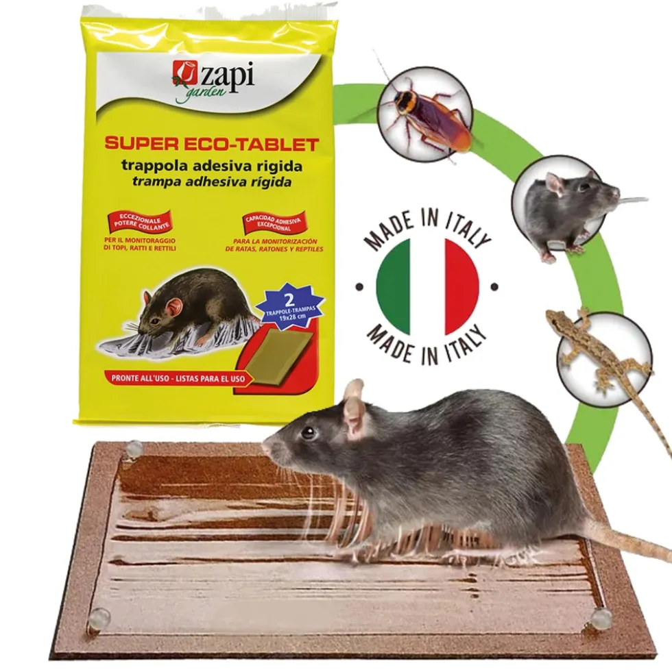 Trappola adesiva per ratti e topi ZAPI tavolette pronte all' uso cm.19 x 28 cf.2 pz.