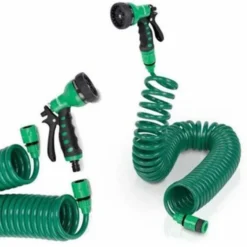 Tubo da giardino a spirale flessibile ed estensibile mt.15 BRIXO STARTER KIT NILO mt.15 con raccordi e pistola 8 funzioni
