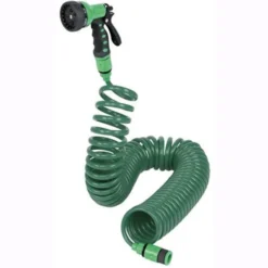 Tubo da giardino a spirale flessibile ed estensibile mt.15 BRIXO STARTER KIT NILO mt.15 con raccordi e pistola 8 funzioni