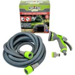 Tubo da giardino elastico estensibile da 5 a 15 metri KOMBO con pistola 10 getti