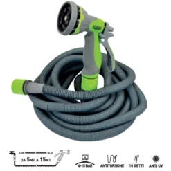 Tubo da giardino elastico estensibile da 5 a 15 metri KOMBO con pistola 10 getti