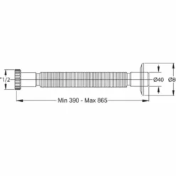 Tubo di scarico flessibile ed estensibile MagikOne bianco per lavabo/bidet 1"1/2 x 40 c/rosone