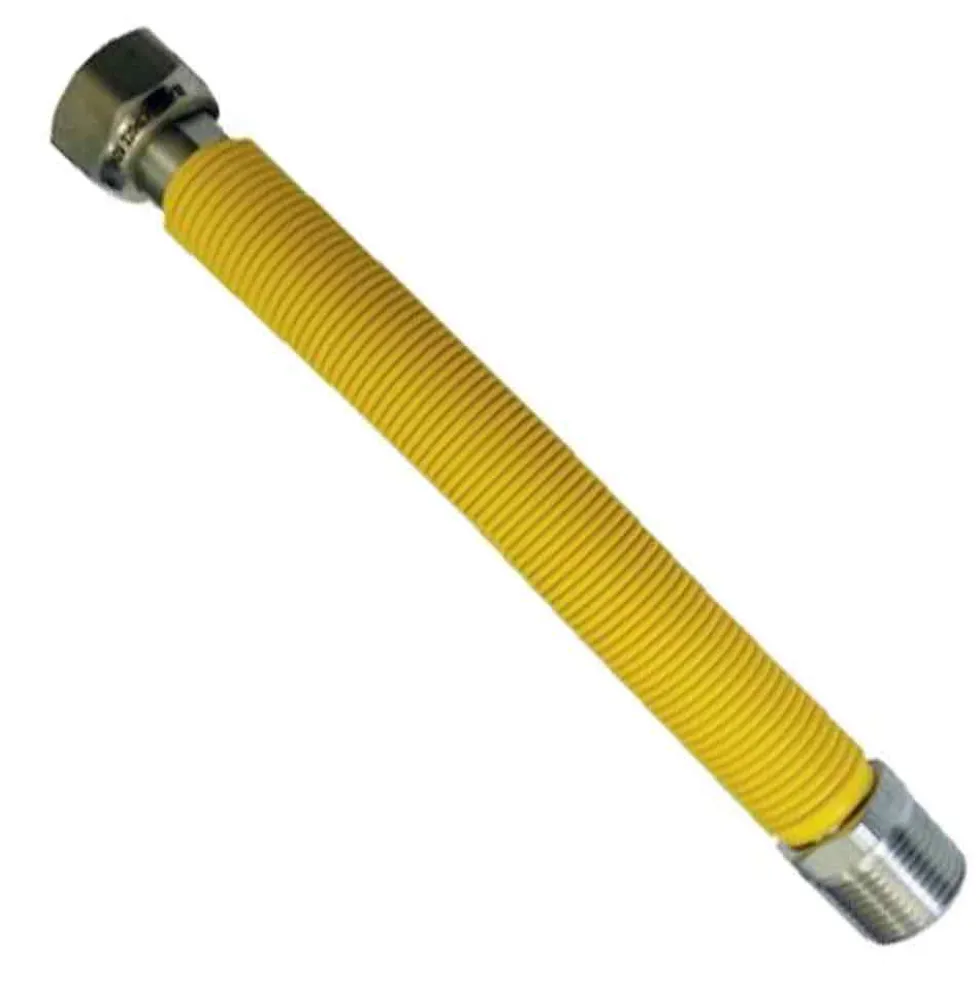 Tubo flessibile estensibile in acciaio inox per gas rivestito giallo 1/2" cm.20-40