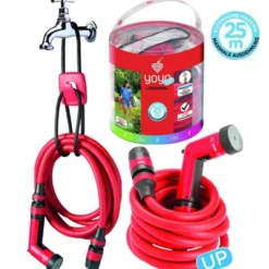 Tubo giardino estensibile fino a 25 mt. di alta qualità FITT YOYO UP con accessori per irrigazione giardino