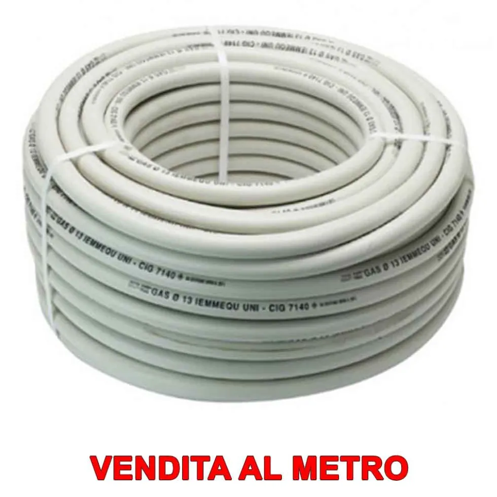 Tubo in gomma bianca per gas metano mm.13 x 20 vendita a metro
