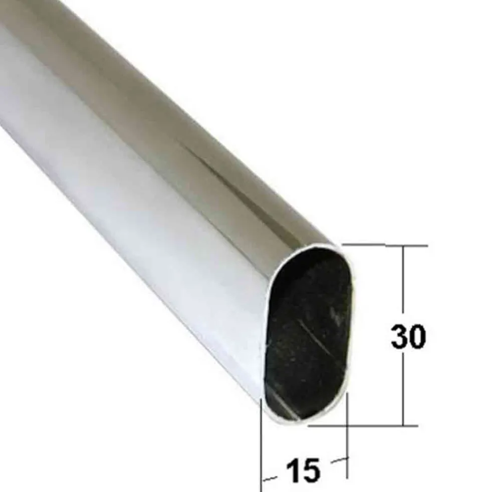 Tubo ovale cromato appendiabiti mm.30 x 15 asta cm.100