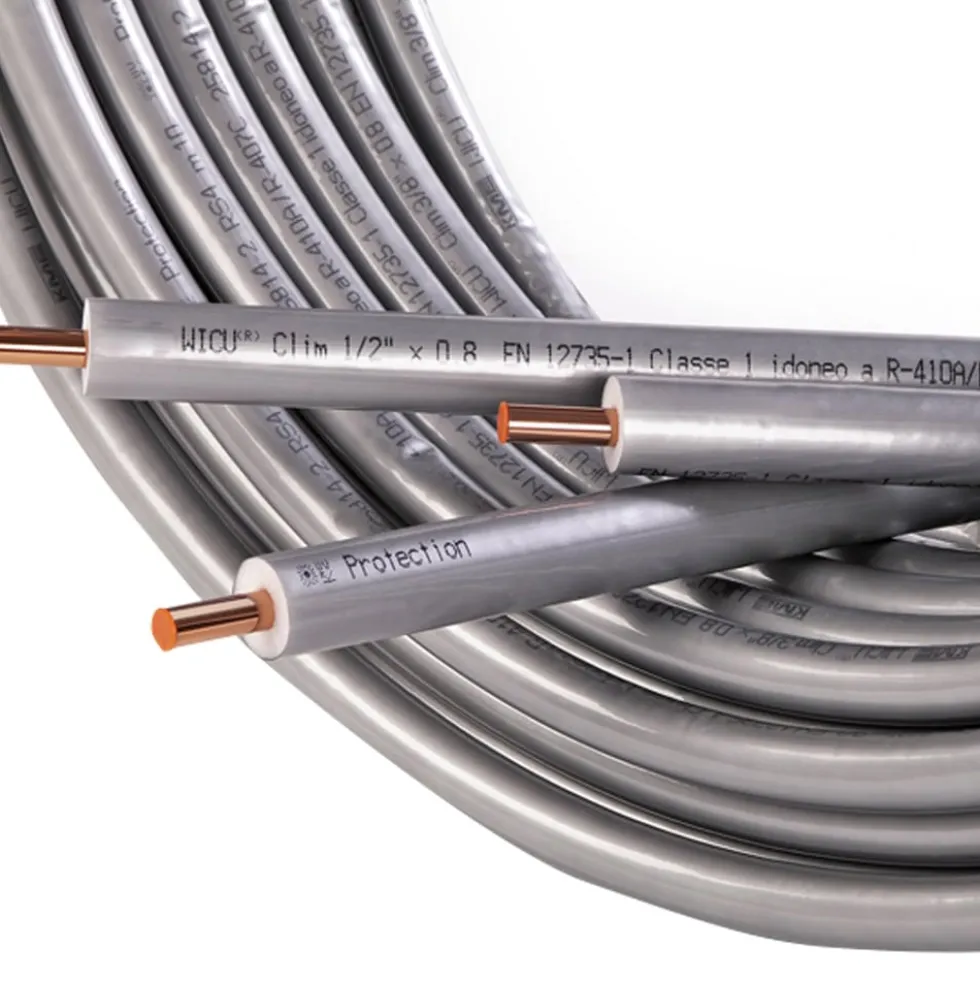 Tubo rame per condizionatori 1/4" x 0,8 mm.6,35 MT.50 coibentato grigio
