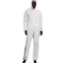 Tuta monouso in PLP con zip e cappuccio 40 gr. bianca tg. XXL