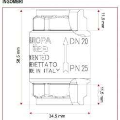 Valvola di ritegno EUROPA 1/2" in ottone valvola di non ritorno ITAP 1000012