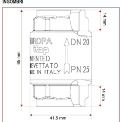 Valvola di ritegno EUROPA 3/4" in ottone valvola di non ritorno ITAP 1000034