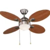 Ventilatore agitatore da soffitto con 4 pale in legno ciliegio e luce centrale VINCO 70921