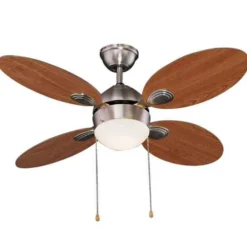 Ventilatore agitatore da soffitto con 4 pale in legno ciliegio e luce centrale VINCO 70921