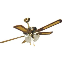 Ventilatore agitatore da soffitto con 5 pale in legno e 4 luci 65W cm.132 VINCO 70900