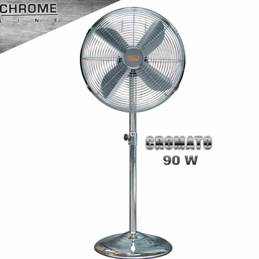 Ventilatore a piantana cromato con base tonda 90W cm.50 h.155 VINCO 70719