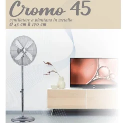 Ventilatore a piantana in metallo cromato CFG CROMO 45 60W cm.45